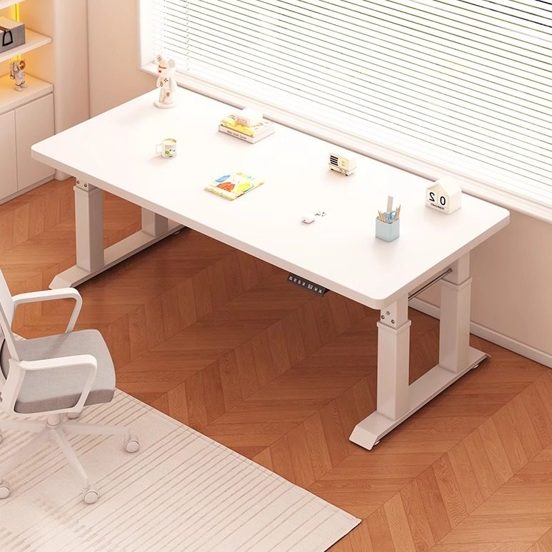 实木双人电动升降桌腿家用卧室电脑桌大尺寸智能书桌站立式工作台