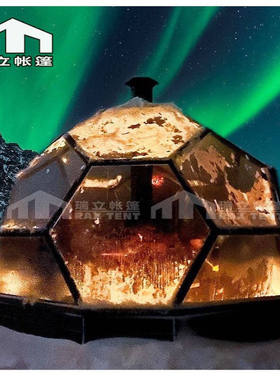 igloo glass dome tent六边形玻璃房铝合金框架球形蜂窝太空舱网