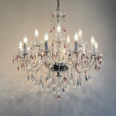 法式轻奢水晶吊灯客厅主灯别墅餐厅吊灯婚房女孩房粉色卧室灯具