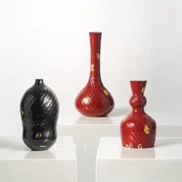 陶瓷色釉花器描金艺术软装样板间酒店民宿售楼部餐桌客厅花瓶摆件,模玩/动漫/周边/娃圈三坑/桌游,文化/体育周边,淘宝优惠券,粉丝福利购,淘宝优惠卷