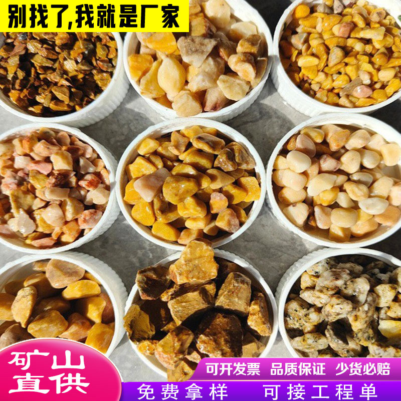 黄色水洗石碎石黄色砾石雨花石厂家黄石子胶粘石公园铺路景观
