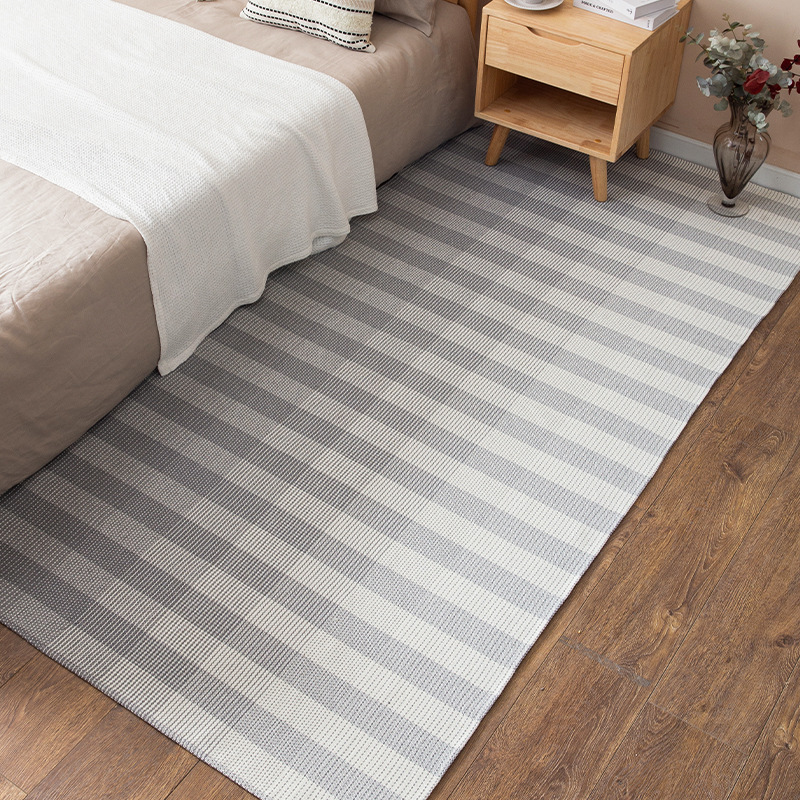 渐变灰黑棉线编织简约地垫