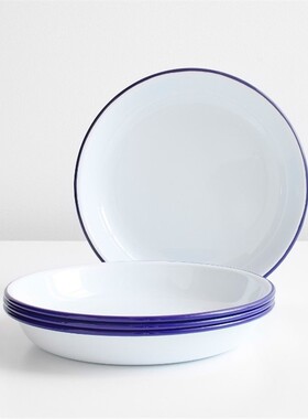 26cm简约菜盘印花家用小号搪瓷陶瓷怀旧搪瓷老式搪瓷盘子洋瓷大