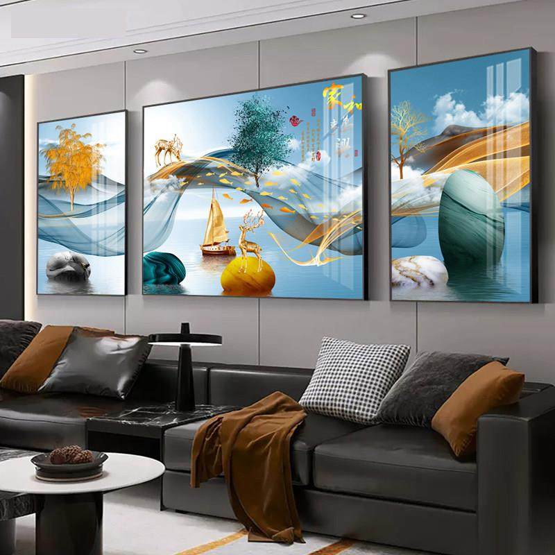 客厅装饰画轻奢沙发背景墙壁画现代简约高档大气新款三联墙壁挂画,家居饰品,现代装饰画,淘宝优惠券,粉丝福利购,淘宝优惠卷