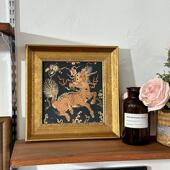 中国风挂画装 桔子格调麒麟图中古书房新中式 茶室客厅龙年法式 饰画