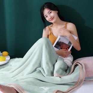 2025新款珊瑚绒空调毯 冬季保暖双人学生适用 120x200cm纯色毛毯