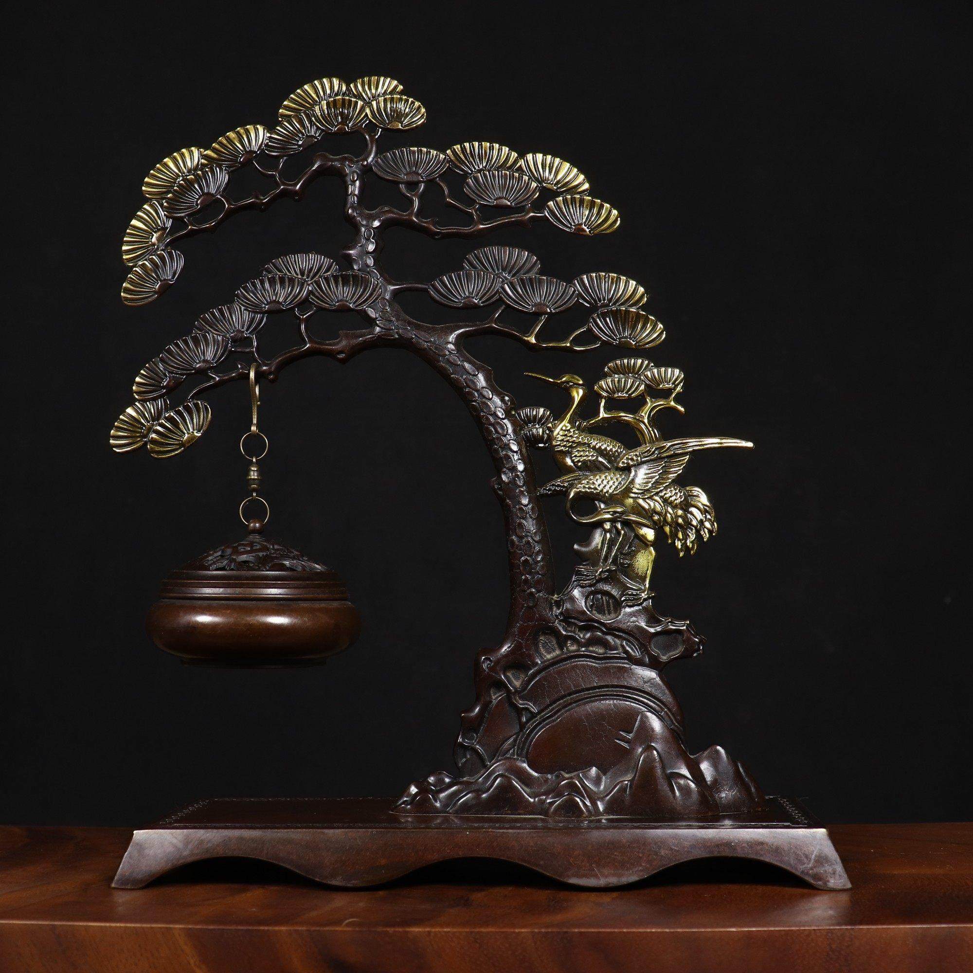 复古纯铜迎客松熏香炉摆件铜制品招财树吊香炉熏炉盘香家用,家居饰品,桌面摆件,淘宝优惠券,粉丝福利购,淘宝优惠卷