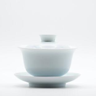 影青盖碗三件套陶瓷茶具三炮台盖碗家用功夫茶泡茶碗盖碗青瓷茶杯