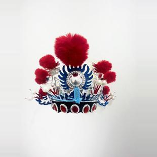 国潮摄影小花旦戏曲小额子打鼓头饰小列子 穆桂英花木兰帽小兵帽