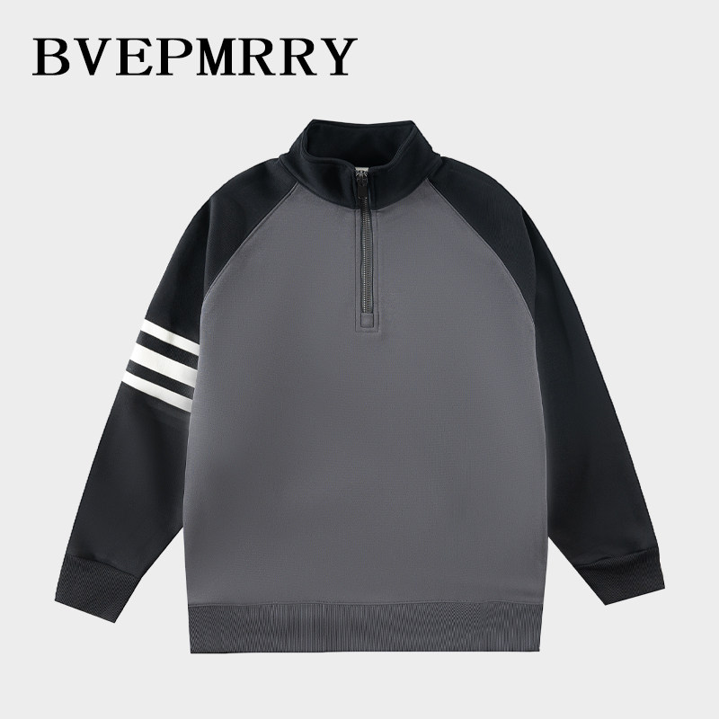 BVEPMRRY潮流拼色半拉链卫衣