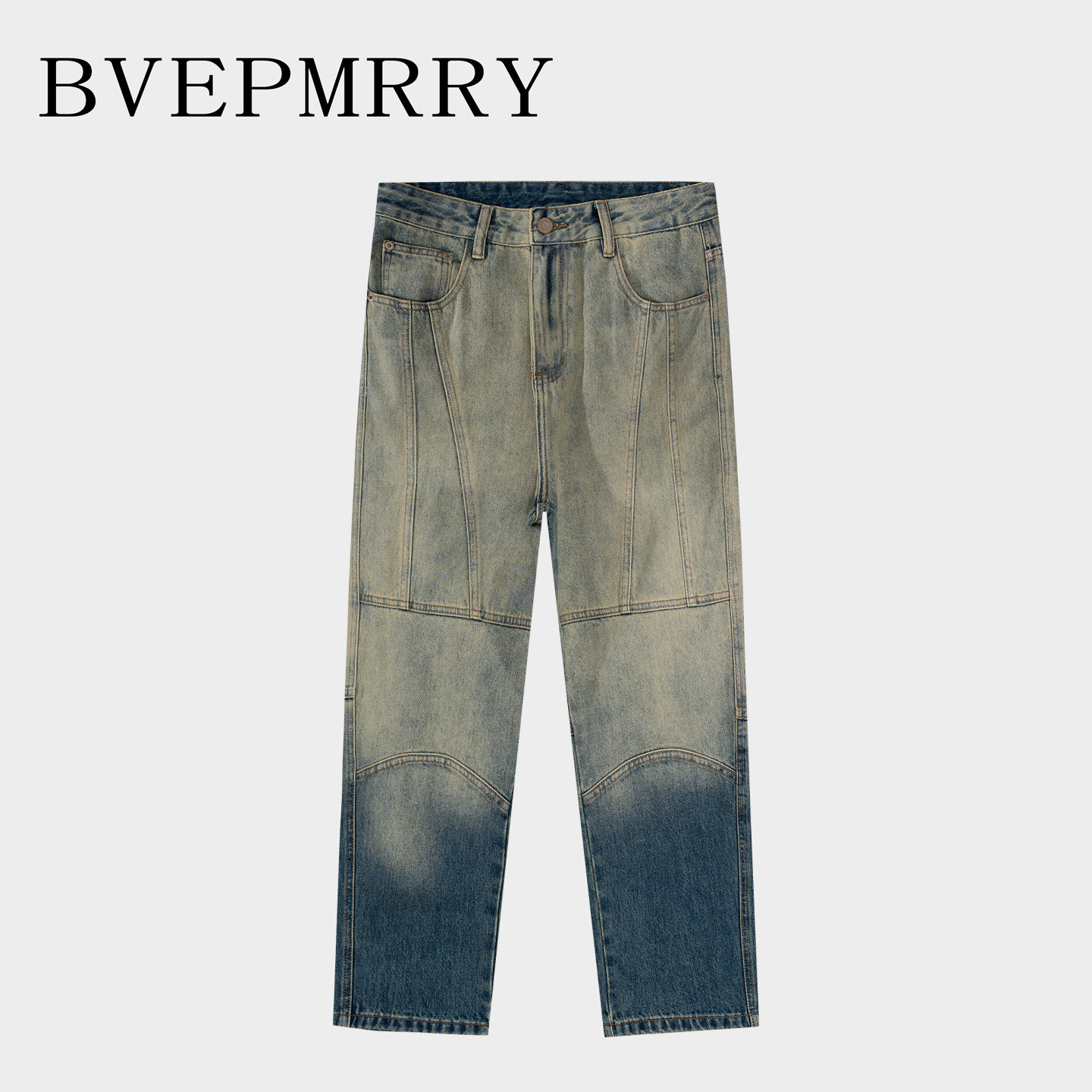 BVEPMRRY复古拼接哈伦牛仔裤
