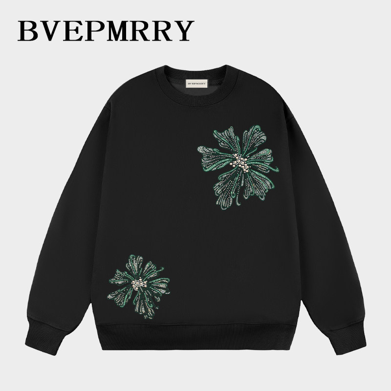 BVEPMRRY重工艺烫钻花朵卫衣