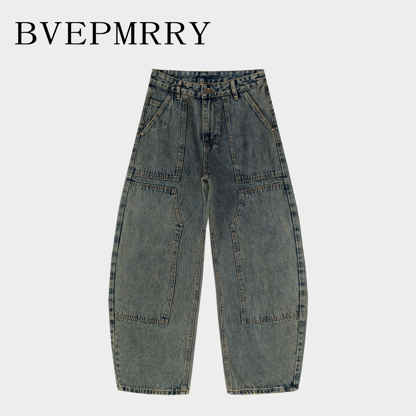 BVEPMRRY复古拼接宽松牛仔裤