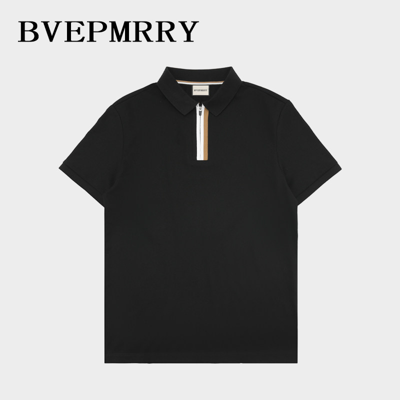 BVEPMRRY夏季短袖T恤男士上衣高级感潮流时尚撞色拉链翻领POLO衫