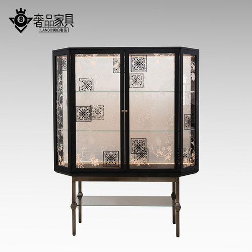 艺术雕花玻璃展示柜豪宅轻奢酒柜
