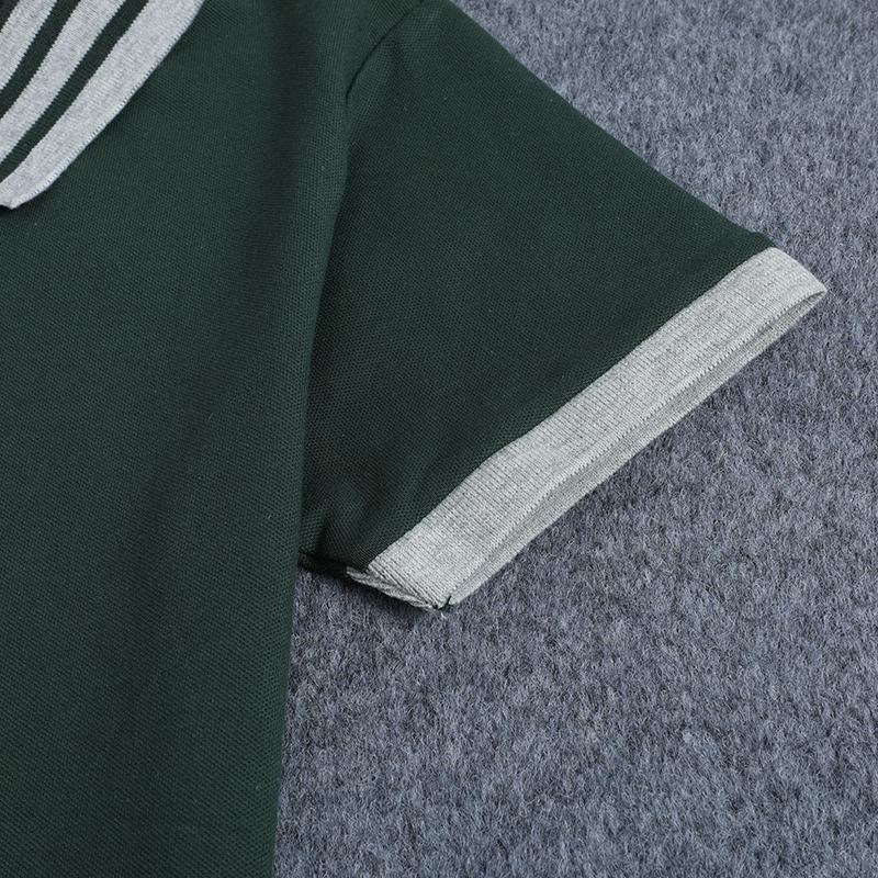 夏季儿童校服短袖T恤深绿色POLO衫三杠K领大小学生男女童班服上衣