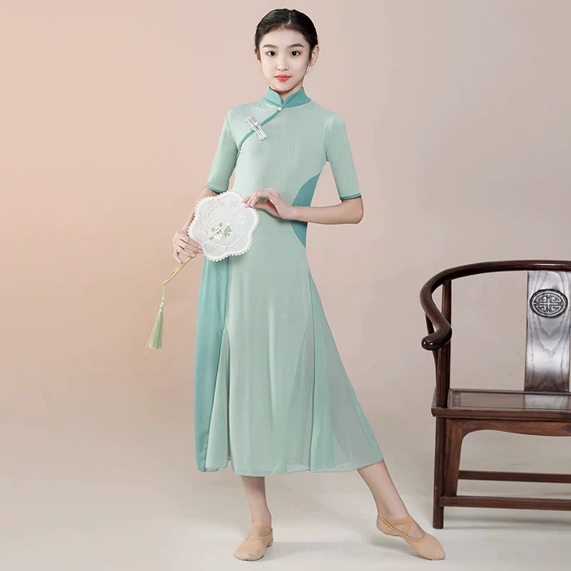 儿童旗袍表演出服夏季女成人古典舞练功服艺考民族舞扇Z子舞蹈服