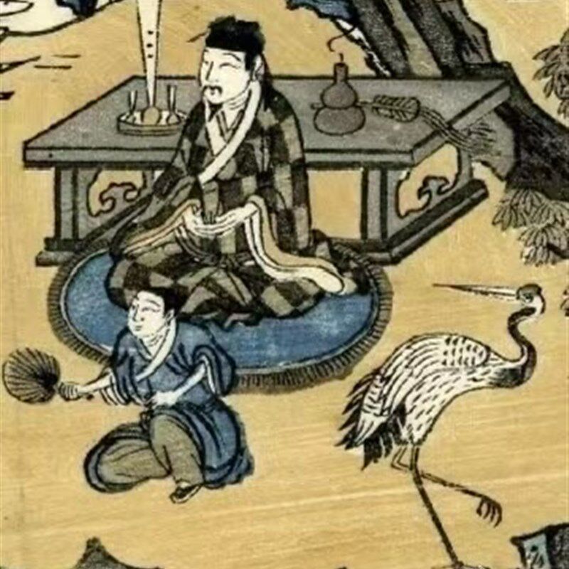 惜物国风 明g制汉服牛仔格子补丁百衲服明初交领长衫圆领打褶袍