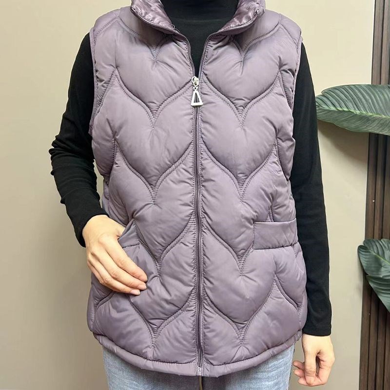 中老年妈妈冬季马甲轻薄加厚羽绒棉服女新款老Q人洋气背心坎肩外