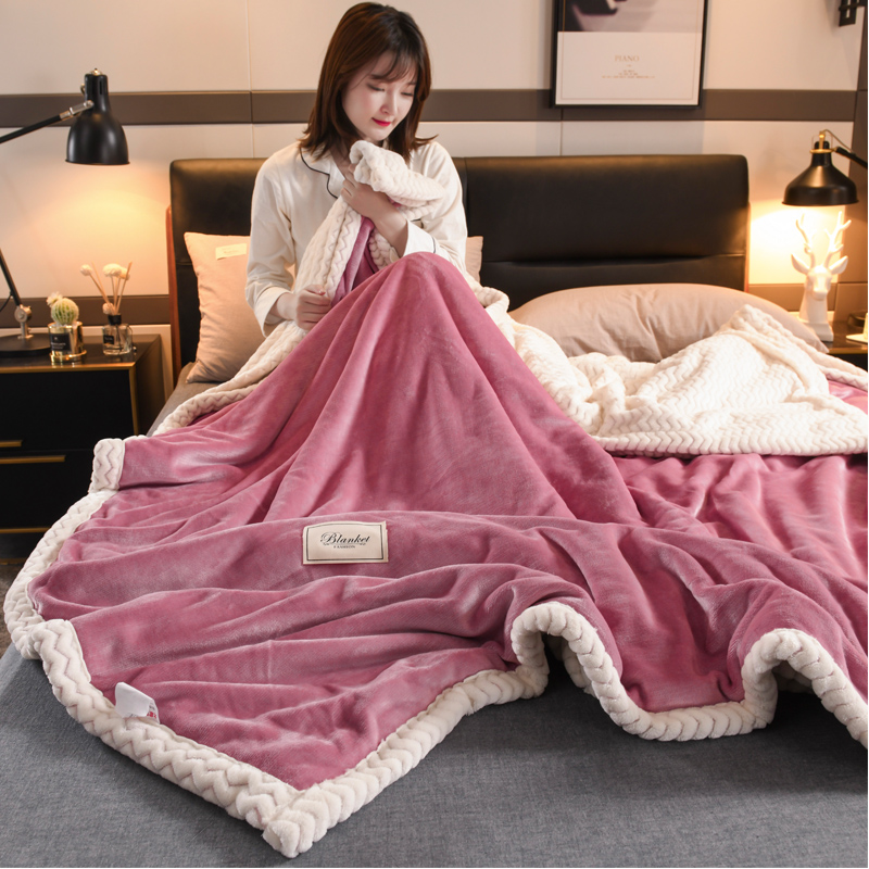 毛毯被子双层法兰绒床单铺床珊瑚绒毯子冬季N小沙发毛巾被加厚保