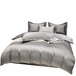 A类全棉100s长j绒棉被套单人150x210双人1.8m纯棉被罩纯色灰色定