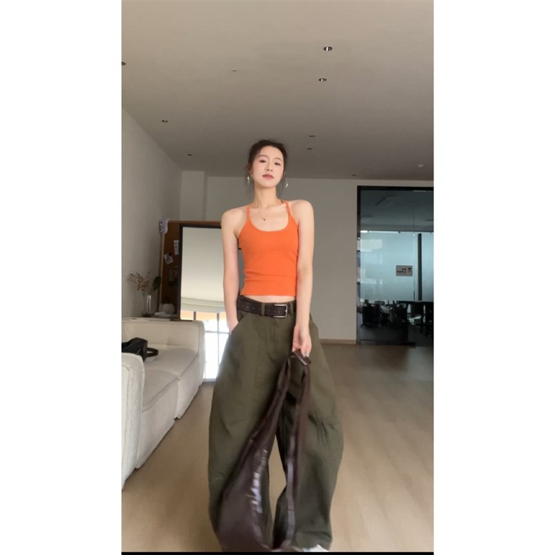 美式辣妹细带吊带背心女潮夏季新A款显瘦纯欲性感简约工字背心上