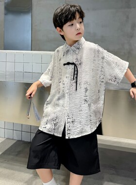 儿童装男童汉服夏装套装2s024新款中大童男孩短袖唐装夏季中国风
