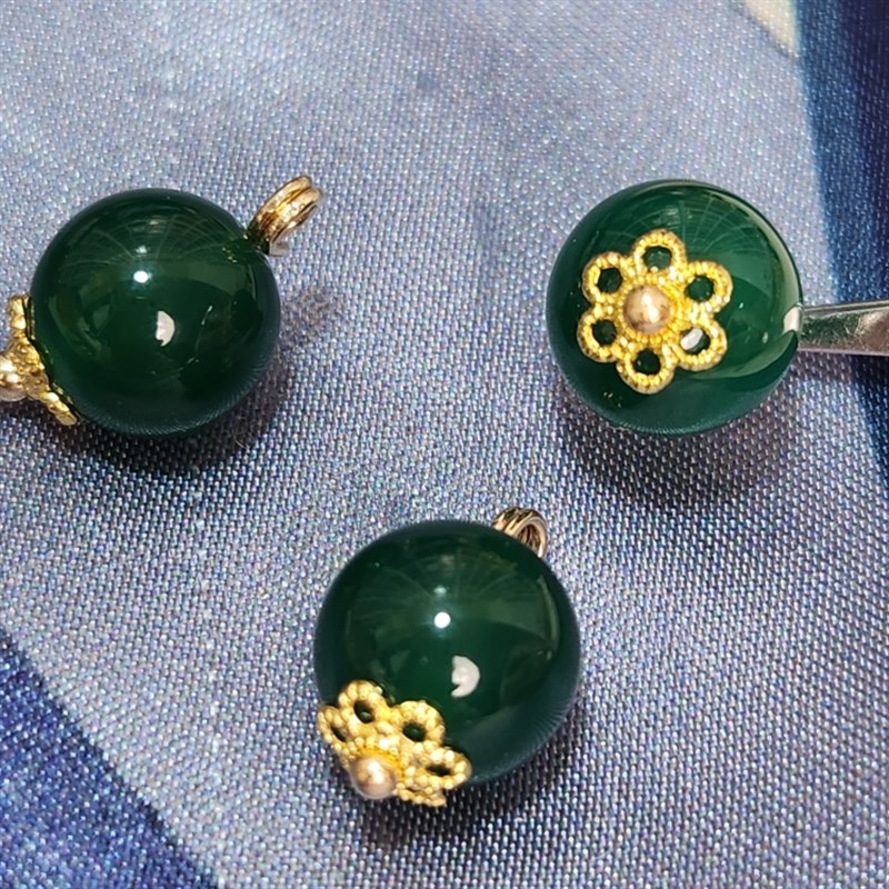 天然石绿玛瑙圆珠扣子新中式旗袍唐装汉服衬衫扣子高端Z定制装饰