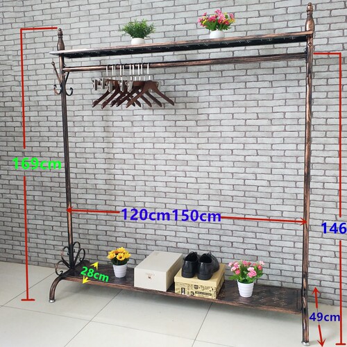 铁艺复古服装架服装店衣架展示架落地式男女装童装V单杠挂衣服架