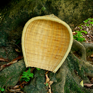 家用筲箕厨房适用开口撮箕竹w芊筛农家簸箕淘米沥水竹筛子手工竹