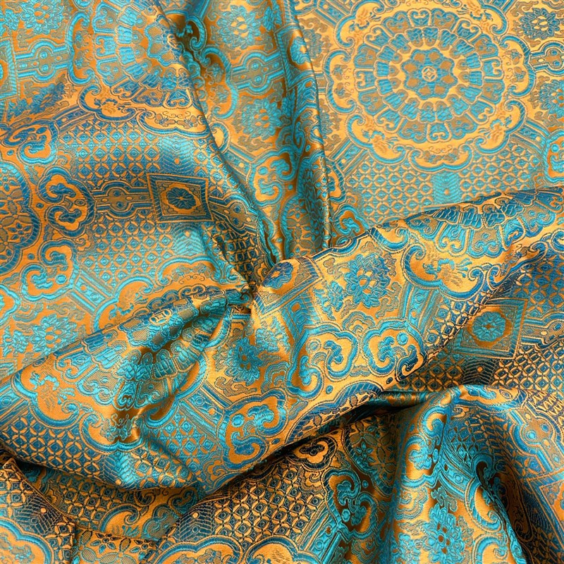 特尼龙布c料背心蓝宝织锦缎中式隔热垫丝绸面料蒙古袍民族绸绣旗