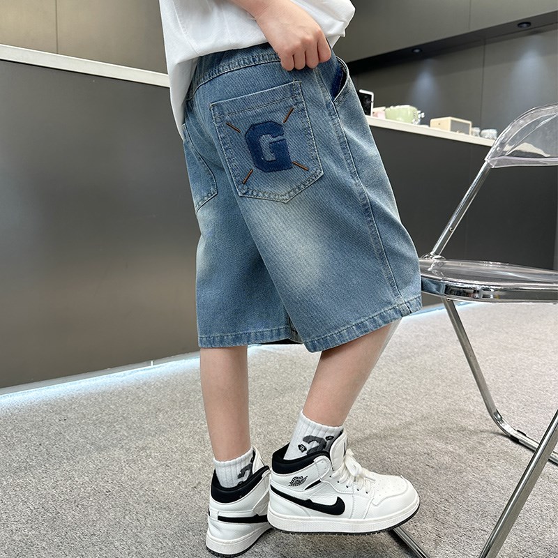 2025新款儿童牛仔裤儿童夏款短裤中大童休M闲裤男孩夏季牛仔五分