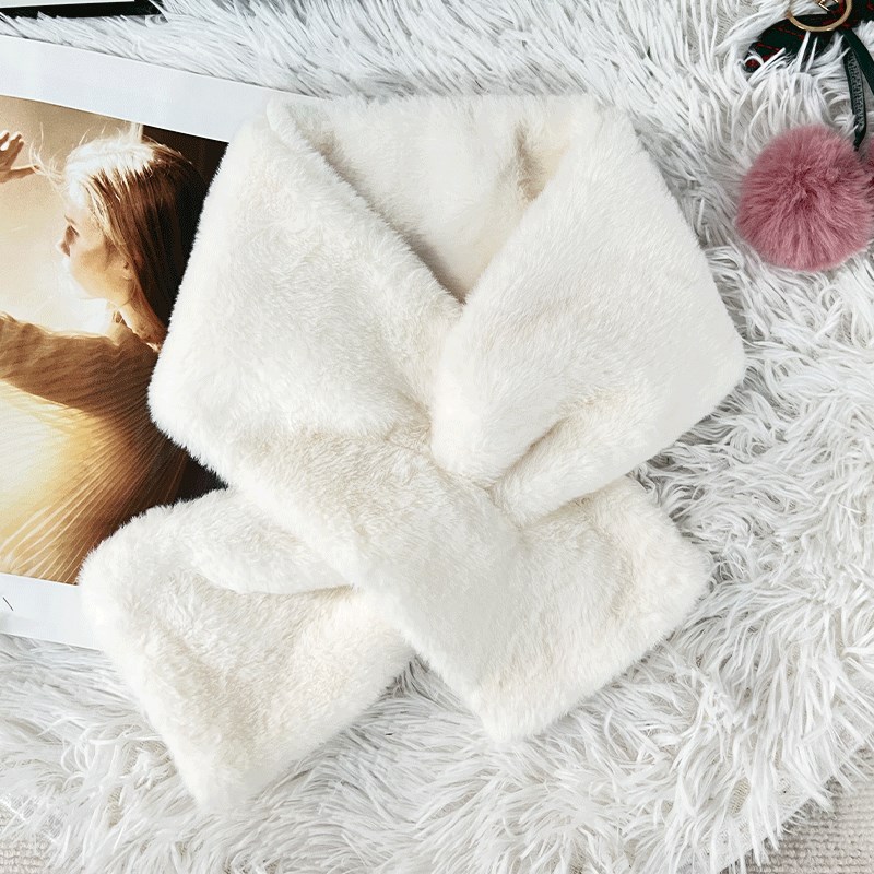 【来图定制】毛绒围巾秋冬女学生生防寒短款围脖纯色兔Z绒保暖围