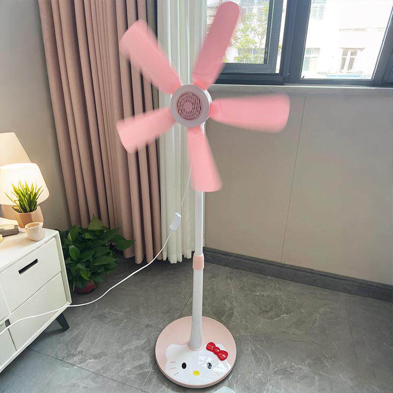 hellokity落地扇卡通家用小型立式风扇软叶学生宿舍静音伸缩床头