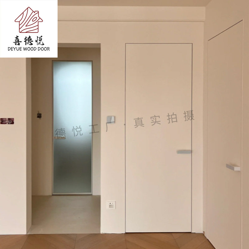 极简隐框门可刷漆涂料门隐形门外平内开无框门墙一体暗门全屋工厂