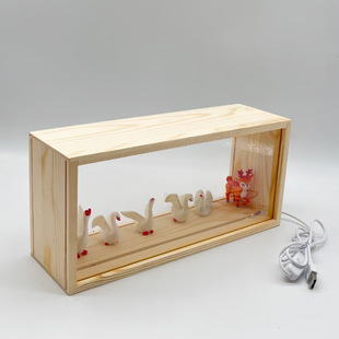 新款带灯中空干花相框led发光双面透明玻璃框创意立体木框小夜灯