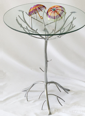 铁艺树丫边几沙发边桌服装店鞋店展示桌民宿创意小圆桌花架置物架