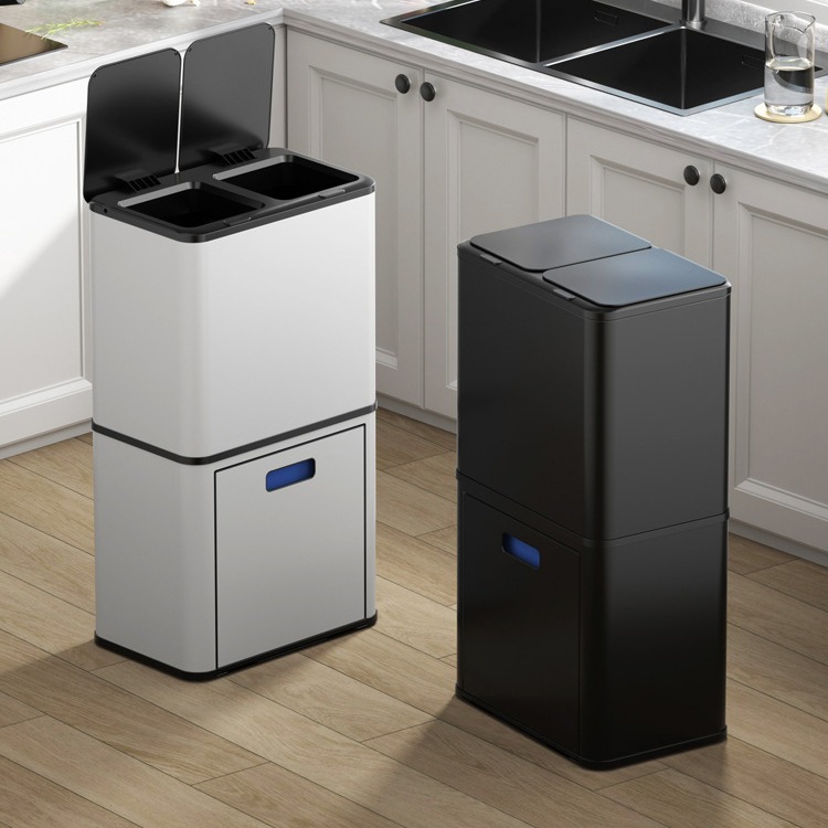 GAOK柜式双层多分类智能感应垃圾桶厨房用不锈钢3328/2228/5528