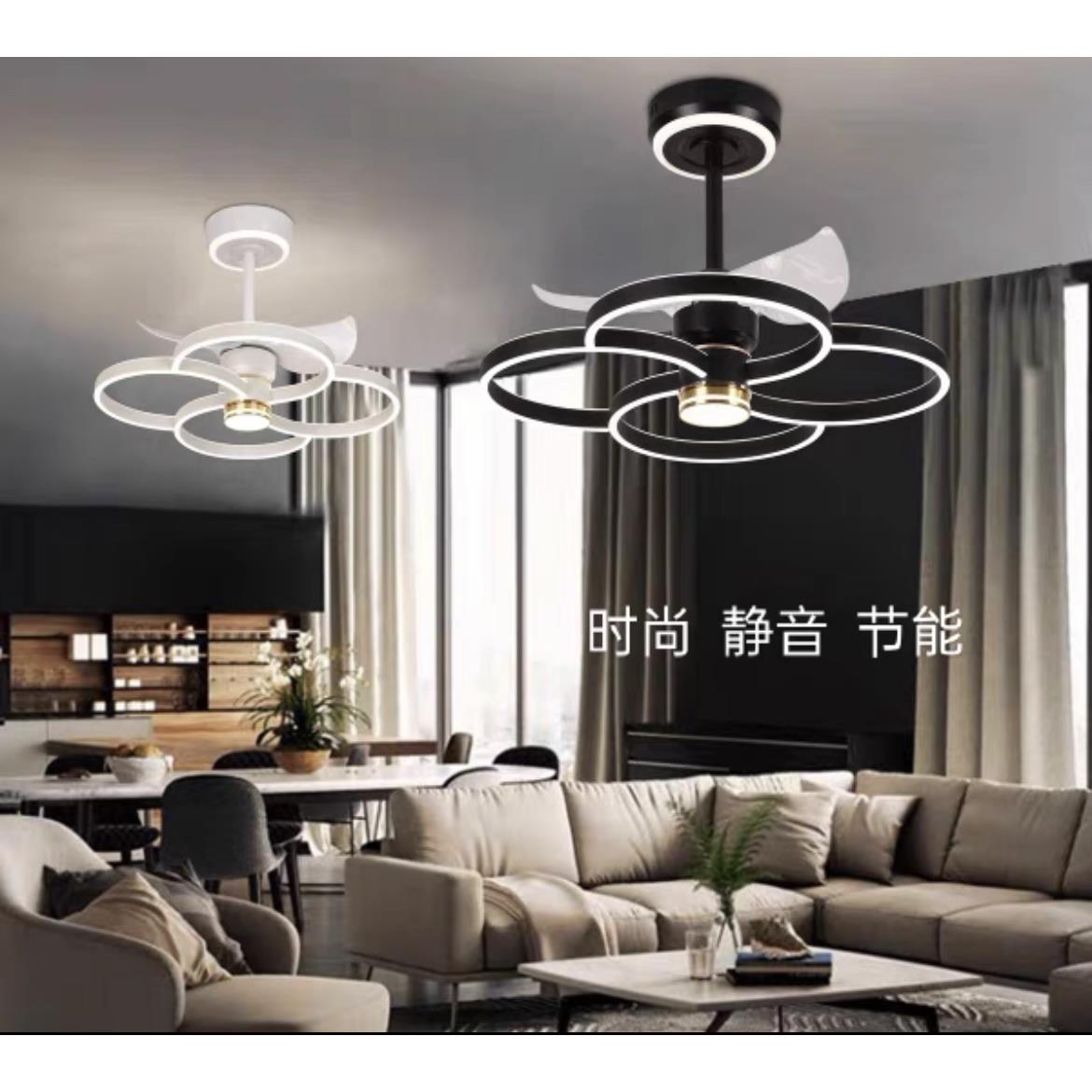 风扇灯吊扇灯静音变频客厅餐厅卧室带电风扇一体灯2023年新款智能