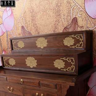 多层实木佛龛莲花佛座底座柜藏式神龛三层佛柜彩绘神台供桌加高垫