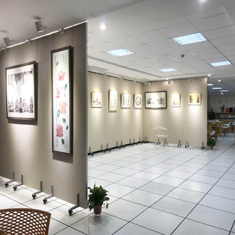 双面无缝书画展板美术馆展墙可移动学校摄影展架铝合金隔断屏风板