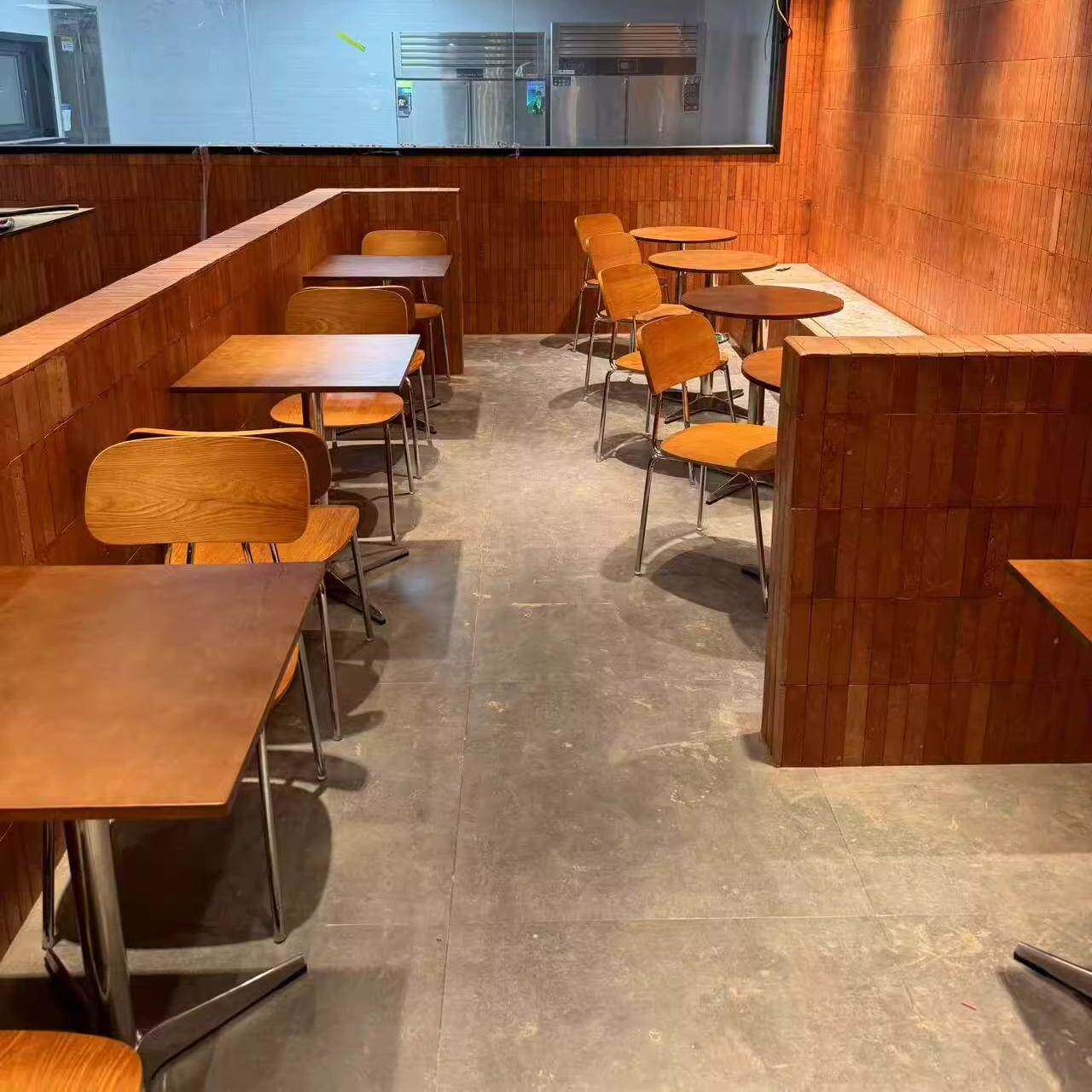 中古风海洋板桌椅组合网红简餐料理店餐桌咖啡甜品店商用方桌圆桌