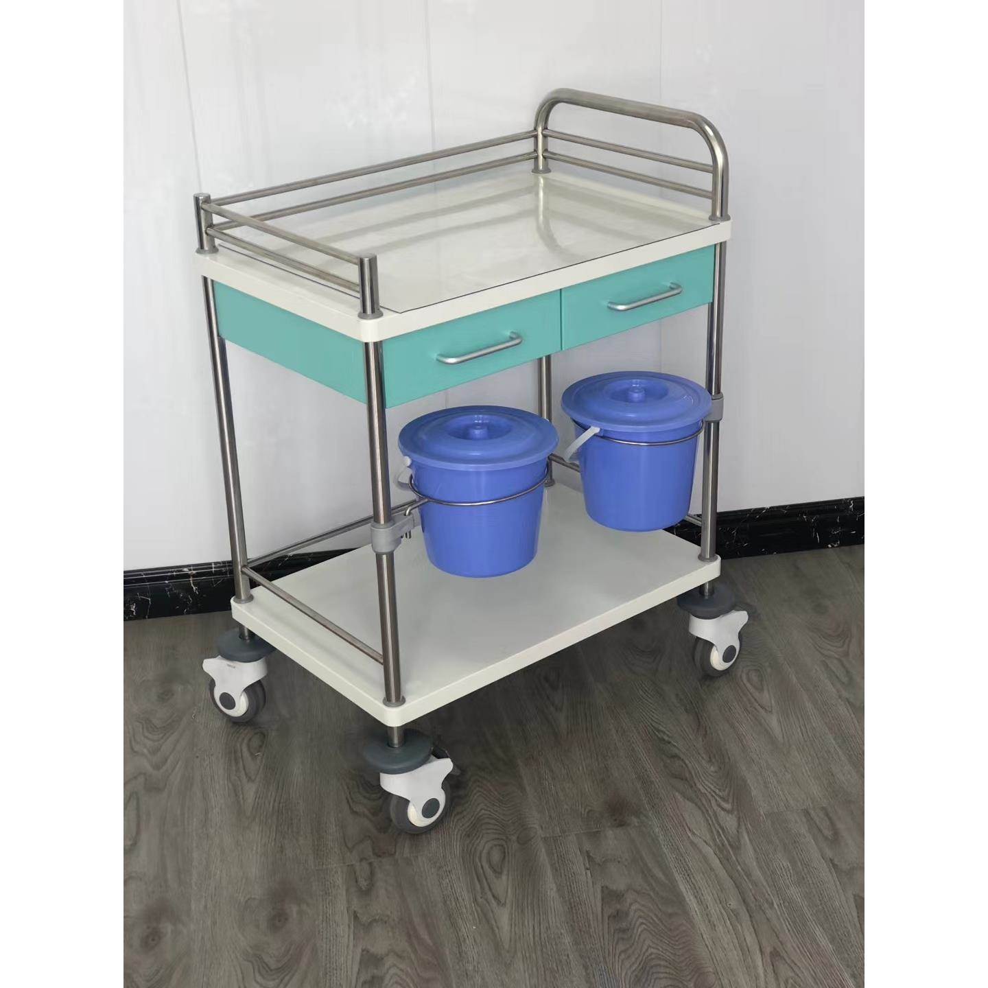 塑钢治疗车发药换药推车碳钢喷塑双层医疗推车护士清创护理小推车