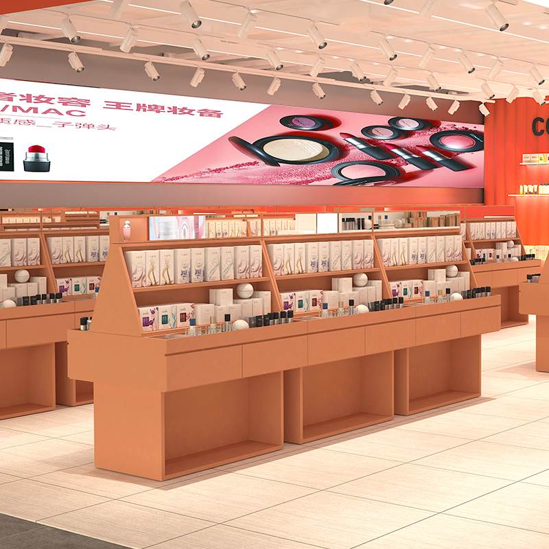 化妆品小样展示柜亚克力美妆店护肤品货架中岛展示台摆彩妆展示架