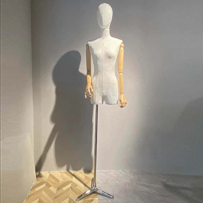 橱窗陈列假人偶模型道具包布半身有头有手女半身服装模特