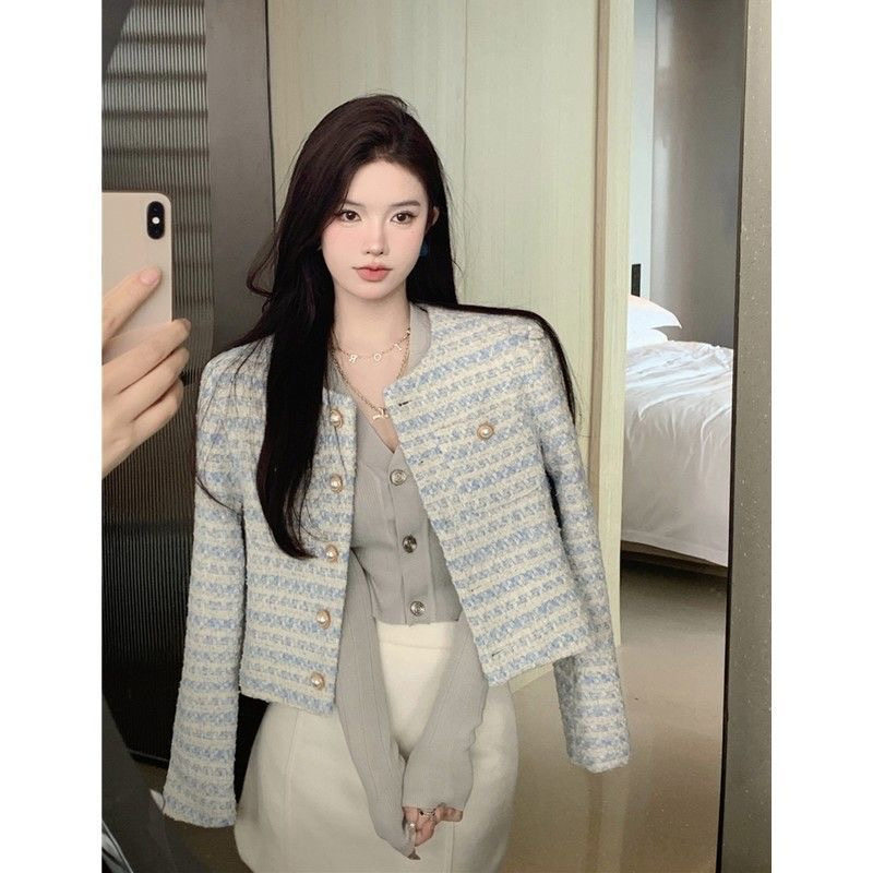 珍珠扣小香风外套女2026
