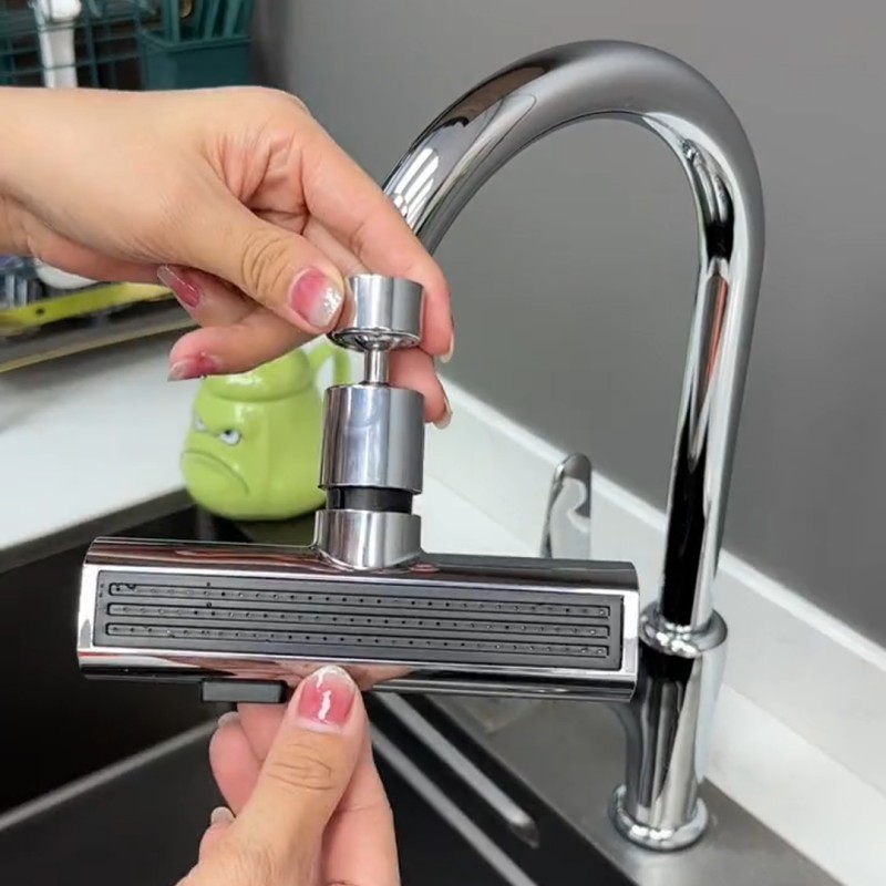 厨房水龙头防溅瀑布出水万向旋转起泡器增压延伸水嘴通用接头