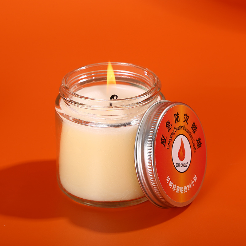 24小时应急防灾蜡烛家用停电照明户外大棚增温透明玻璃杯罐装石蜡