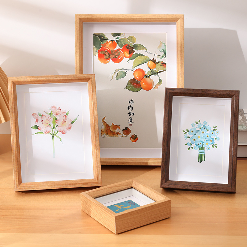 中空立体相框摆台6寸相框7寸8寸10寸A4木质标本相框斜面挂墙画框