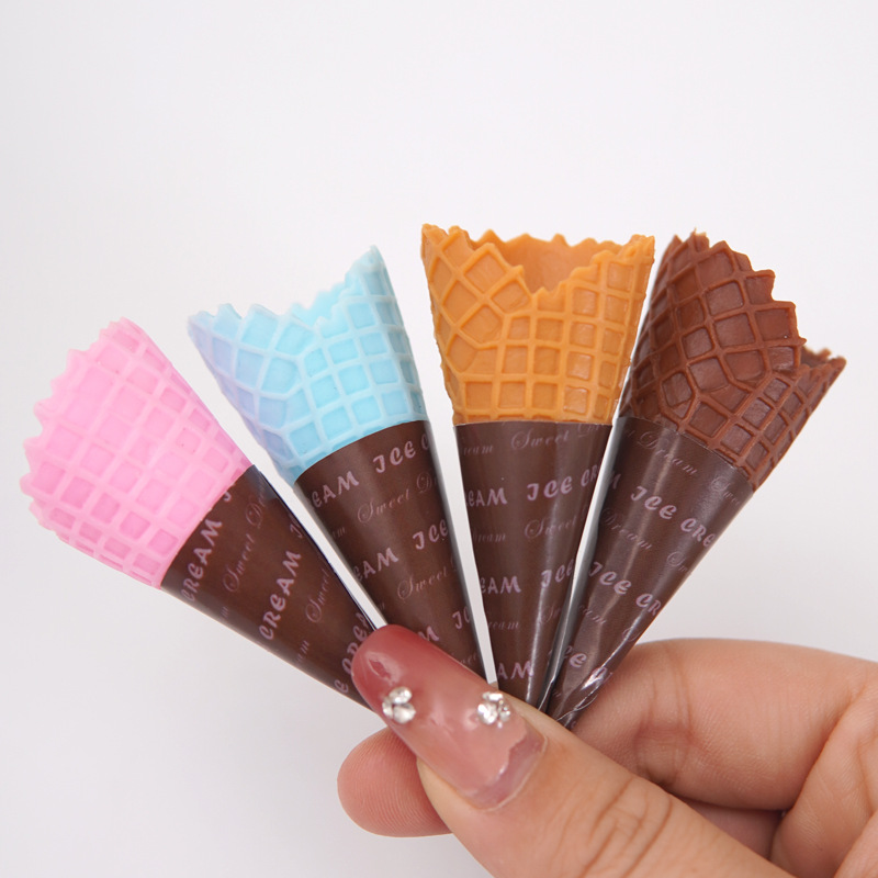 仿真甜品脆皮甜筒模型手工超轻黏土冰淇淋蛋筒配件mini玩具